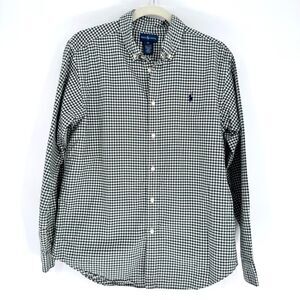 Ralph Lauren Button Down Shirt Green White Gingham Check Long Sleeve XL